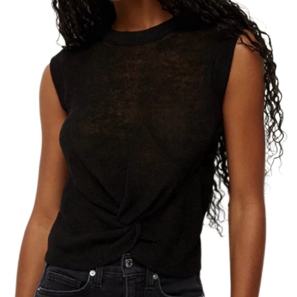 NWT Veronica Beard Jeans Kellen Black Semi-Sheer Twist Front